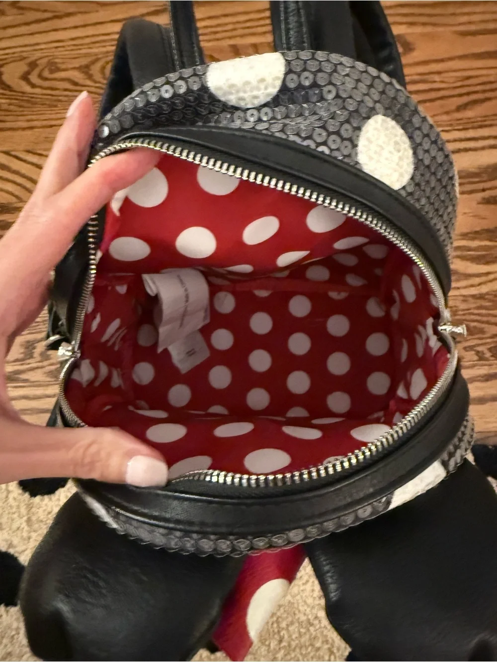 Disney Parks Loungefly Minnie Mouse Sequin Polka Dot Mini Backpack